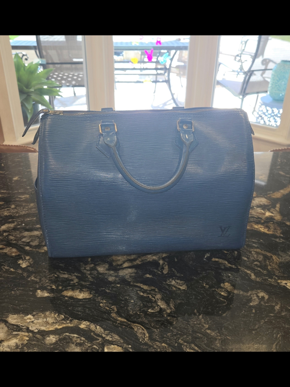 Louis Vuitton Navy Blue Epi Leather Speedy Satchel - Picture 2 of 10